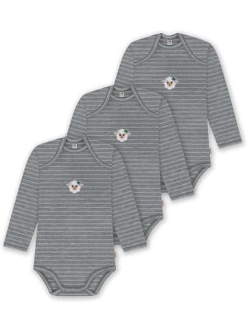 Normani Outdoor Sports 3er Pack Baby Merino Body Langarm Auckland in Grau gestreift