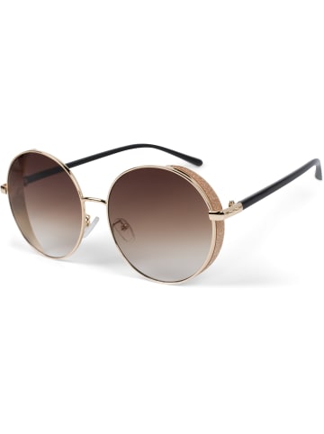 styleBREAKER Runde Sonnebrille in Gold / Braun Verlauf