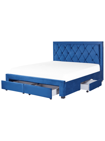 Beliani Doppelbett LIEVIN in Blau - (W) 185 x (H) 122 x (L) 217 cm