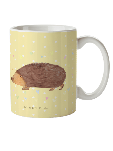Mr. & Mrs. Panda Kindertasse Igel Herzen ohne Spruch in Gelb Pastell