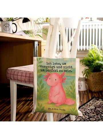 Mr. & Mrs. Panda Tragetasche Axolotl Niedlich Design mit Spruch in Weiß