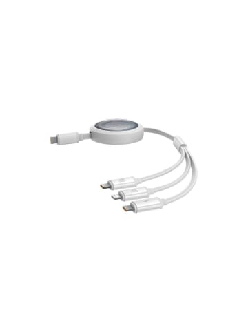 Wisam® Schnellladekabel 3in1 USB-C auf USB-C/Lightning/Micro 100W, 1,1m (weiß)