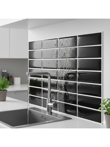 relaxdays 10 x Klebefliesen in Schwarz - 30x30