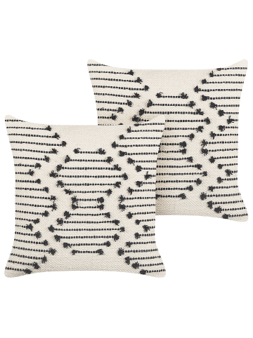 Beliani 2er-Set Dekokissen MYRTUS in Beige/Schwarz