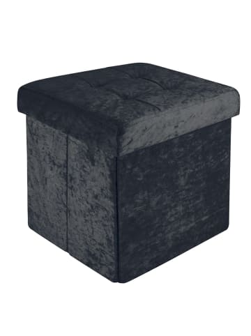 Intirilife Faltbarer Sitzhocker 38x38x38 cm in Samt Schwarz