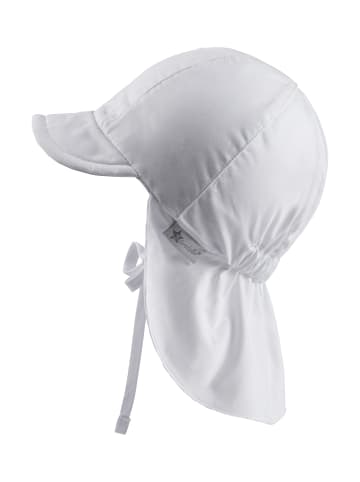 Sterntaler Schirmmütze mit Nackenschutz uni in weiß