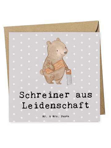 Mr. & Mrs. Panda Deluxe Karte Schreiner Leidenschaft mit Spruch in Grau Pastell