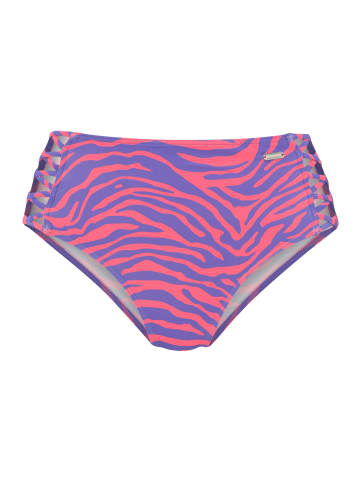 Venice Beach Highwaist-Bikini-Hose in violett-koralle