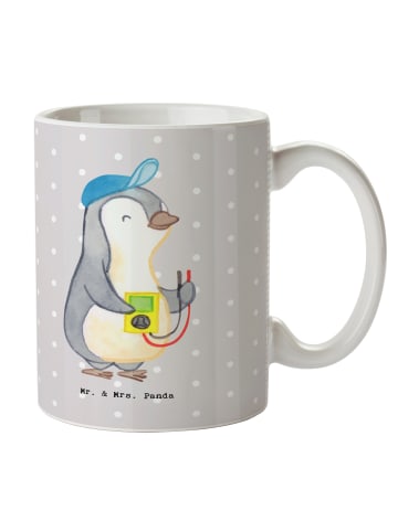 Mr. & Mrs. Panda Tasse Elektriker Herz ohne Spruch in Grau Pastell