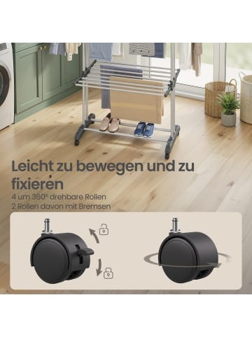 SONGMICS Wäscheständer Bunji in Grau - (B)64.2 x (H)169.2 x (T)126.6 cm