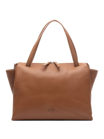 SID & VAIN Leder-Henkeltasche echt Leder Handtasche Schultertasche hell-tan ATLANTA in braun