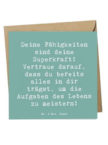 Mr. & Mrs. Panda Einladungskarte Spruch Vertrauen in Fähigkeiten... in Meeresbrise