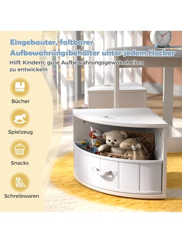 COSTWAY Kindertisch mit 4 Stühlen rund in Grau