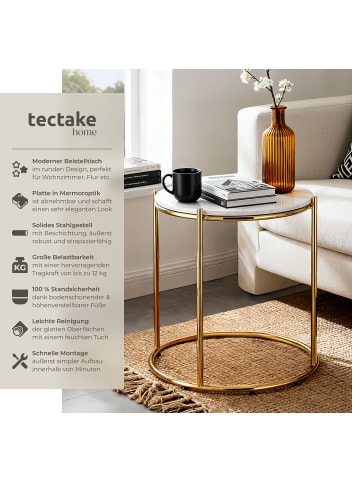 tectake Couchtisch Ellsa, hochwertige Platte in Marmoroptik mit Stahlgestell