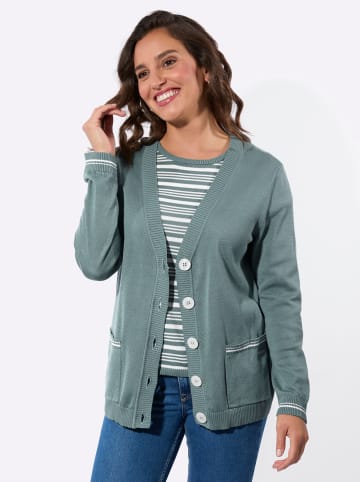 WITT WEIDEN Twin-Set in jade-ecru-geringelt