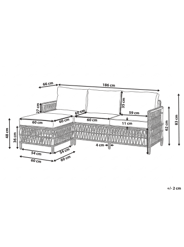 Beliani 2-tlg Gartensofa OFENA in Grau/Beige