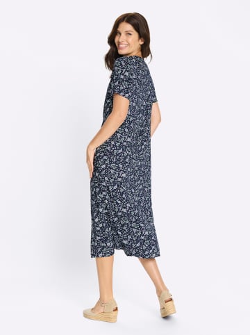 Sieh an! Viskose-Kleid in marine-jade-bedruckt