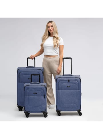 Redolz Essentials 12 THREE SET 4 Rollen Kofferset 3-teilig mit Dehnfalte blue 2