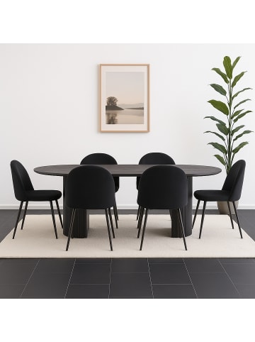 ebuy24 Essgruppe Kyoto 7-teilig Dunkelbraun 210 x 100 cm