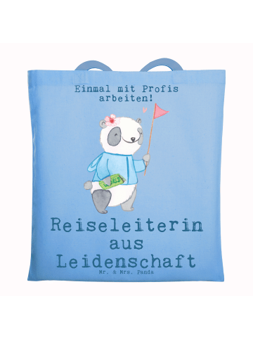 Mr. & Mrs. Panda Tragetasche Reiseleiterin Leidenschaft mit Spruch in Sky Blue