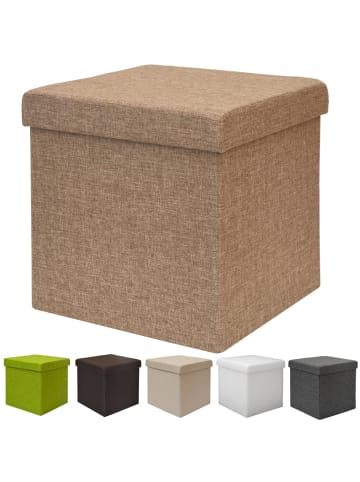 DuneDesign Faltbarer Sitzhocker 38cm Fußhocker 42L Sitzwürfel in Braun