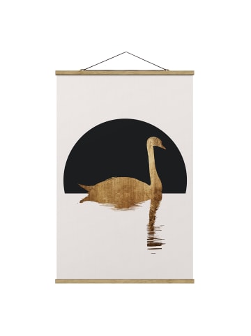 WALLART Stoffbild mit Posterleisten - Schwan in Gold in Gold