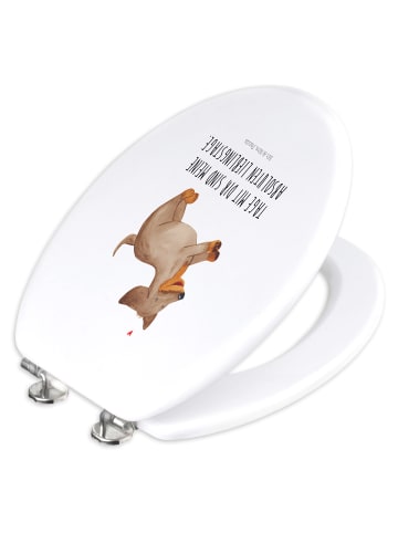 Mr. & Mrs. Panda WC Brille Hund Dackel mit Spruch in Weiß