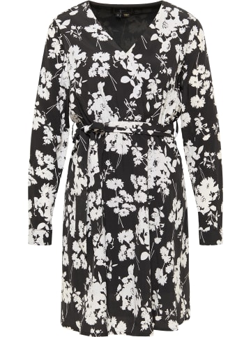 faina Midikleid Mit Blumenprint in Schwarz Weiss