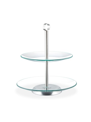 relaxdays Etagere rund in Transparent/ Silber