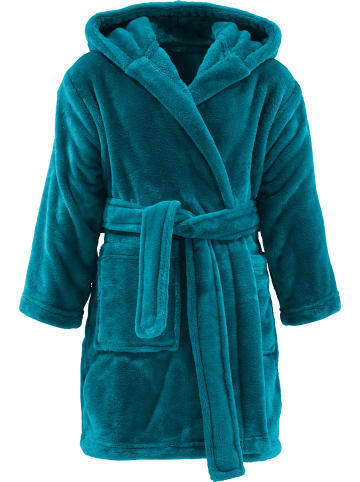REDBEST Fleece Kinder-Bademantel mit Kapuze Perris in petrol
