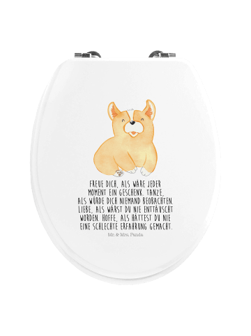 Mr. & Mrs. Panda Klo-Deckel Corgie mit Spruch in Weiß