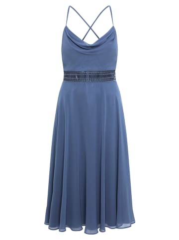 Vera Mont Cocktailkleid mit Wasserfallausschnitt in Blue Stone