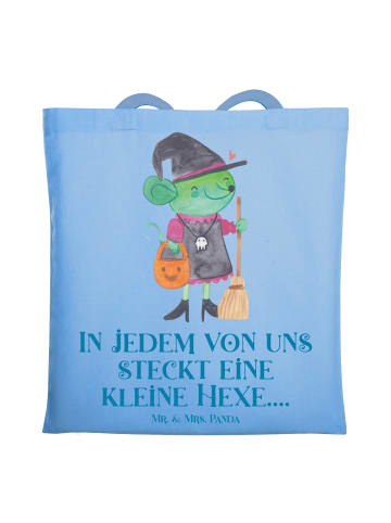 Mr. & Mrs. Panda Tote Bag Halloween Hexe mit Spruch in Sky Blue