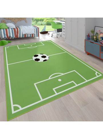 KADIMA DESIGN Kinderteppich waschmaschinenwaschbar Fußballfeld Kinderzimmer in Grün
