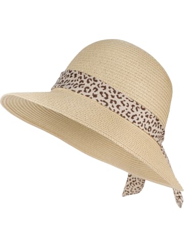 styleBREAKER Sonnenhut mit Leoparden Zierband in Beige