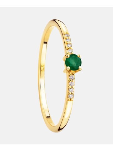 Diamant L'éternel Ring aus 375 Gelbgold mit Diamant mit Smaragd