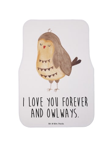 Mr. & Mrs. Panda Automatte Eule Zufrieden mit Spruch in Weiß