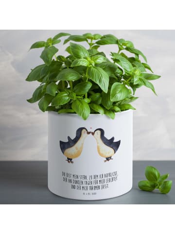 Mr. & Mrs. Panda Pflanztopf Groß Pinguin Liebe mit Spruch in Weiß