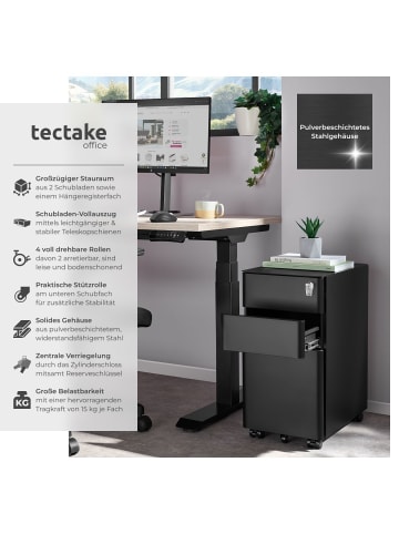 tectake Aktenrollschrank Parvus 30 x 50 x 59,5 cm, schwarz