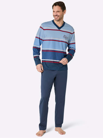 WITT WEIDEN Schlafanzug in dunkelblau-eisblau-gestreift
