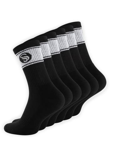 Stark Soul® 6 Paar Sportsocken im RETRO Design - Frotteesohle in schwarz