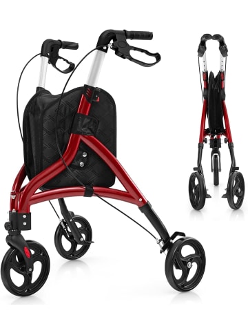 COSTWAY Rollator schmal für Wohnung in Rot
