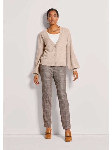 MADELEINE Kaschmir-Cardigan mit Ballonärmeln in beige / melange