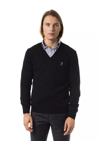Uominitaliani Schwarz Merino Wolle Herren Pullover