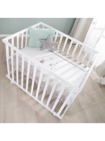 roba Laufgitter Holz weiß inkl. Schutzeinlage Indibär & Rollen