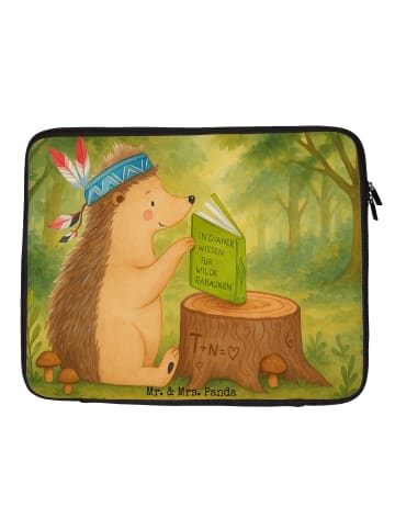 Mr. & Mrs. Panda Laptop Tasche Igel Federschmuck Design ohne Spruch in Weiß