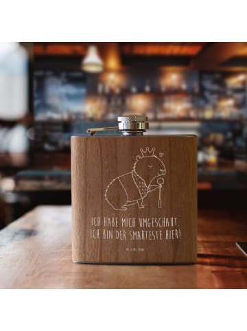 Mr. & Mrs. Panda Hip Flask Capybara König mit Spruch in Braun