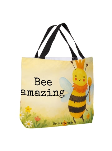 Mr. & Mrs. Panda Umhängetasche Biene König Design mit Spruch in Weiß