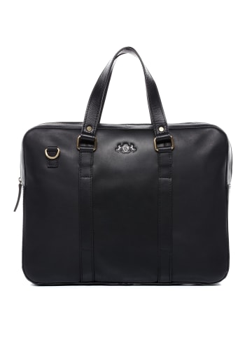 SID & VAIN Leder-Laptoptasche 15" Leder Businesstasche Unisex Maguire in schwarz