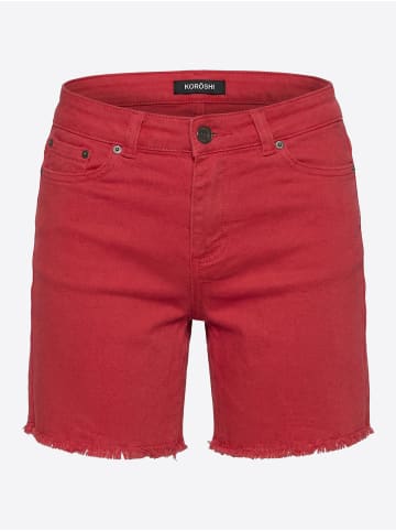 KOROSHI Einfache schmale Baumwollshorts in rot